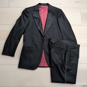 Suitsupply Tuxedo Lazio Slim 40R Peak Lapel VBC Wool Verona Pants 30x28 Black